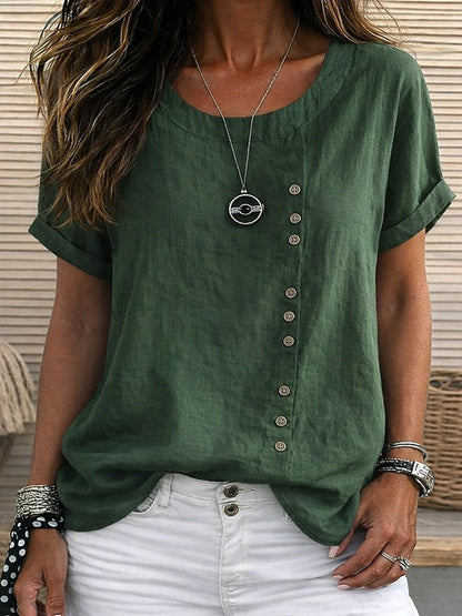 Elowise | Effortless Round Neck Casual Blouse