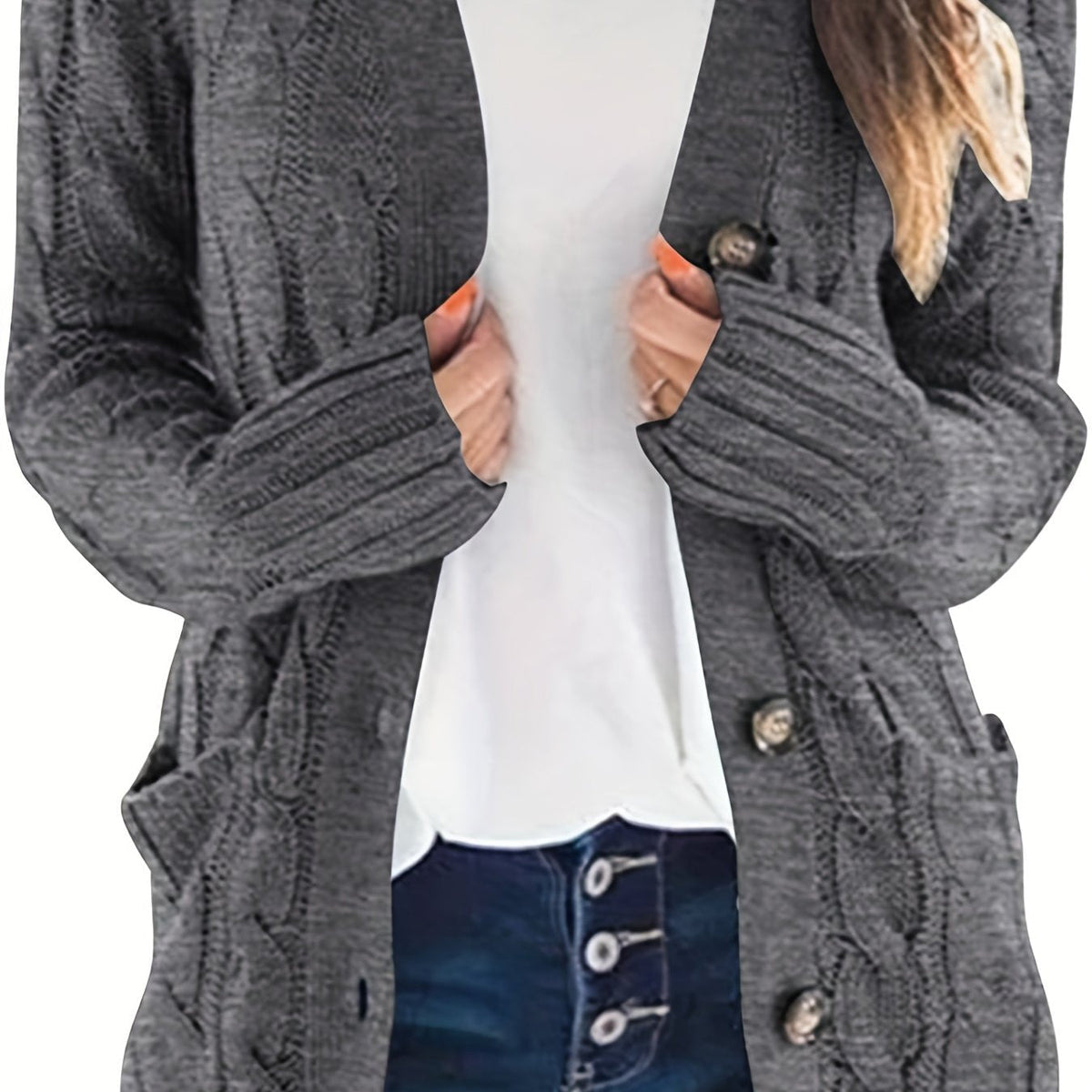 Briseis | Chunky Cable Pocket Cardigan
