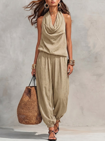 Nerine | Draped Halter Harem Jumpsuit