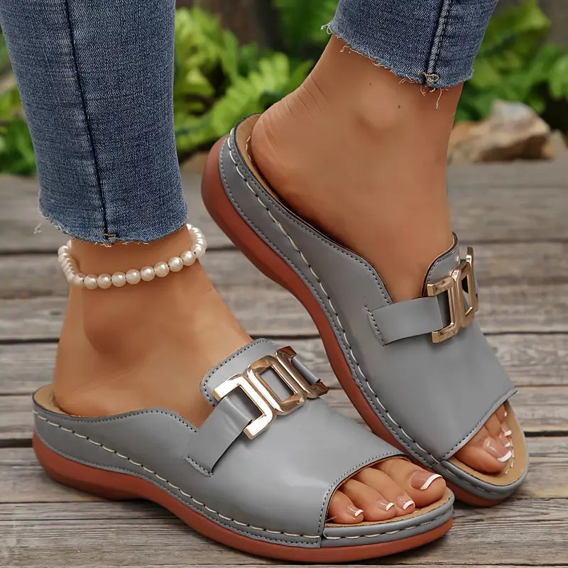 Zarevyn | Metal Accent Everyday Slip On Sandals