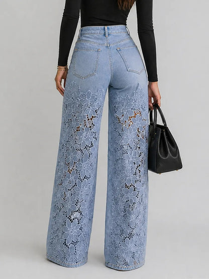 Rosavelle | Floral Cutwork Wide Leg Jeans