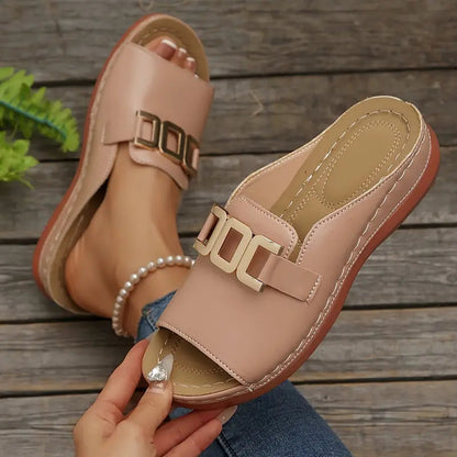Zarevyn | Metal Accent Everyday Slip On Sandals