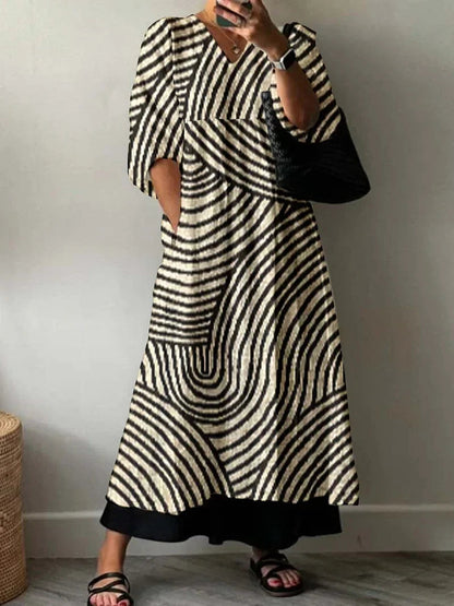 Nymeria | Artistic V Neck Maxi Dress
