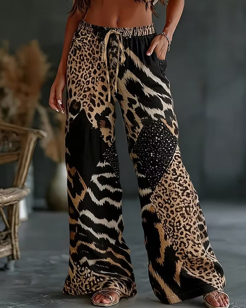 Vionelle | Animal Print Palazzo Pants