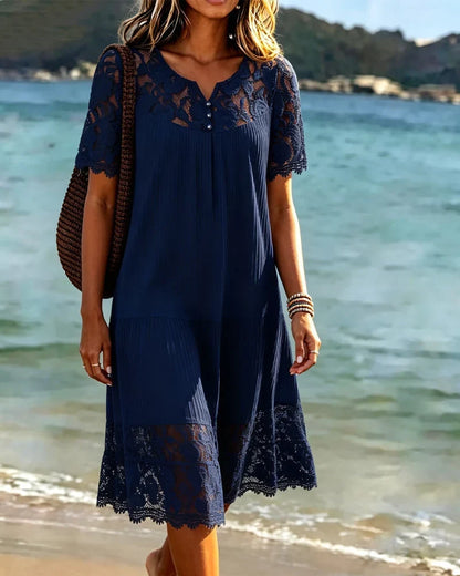 Orlina | Breezy Crochet Panel Summer Dress