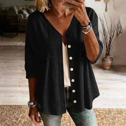 Gwendolyn | Textured V Neck Casual Blouse