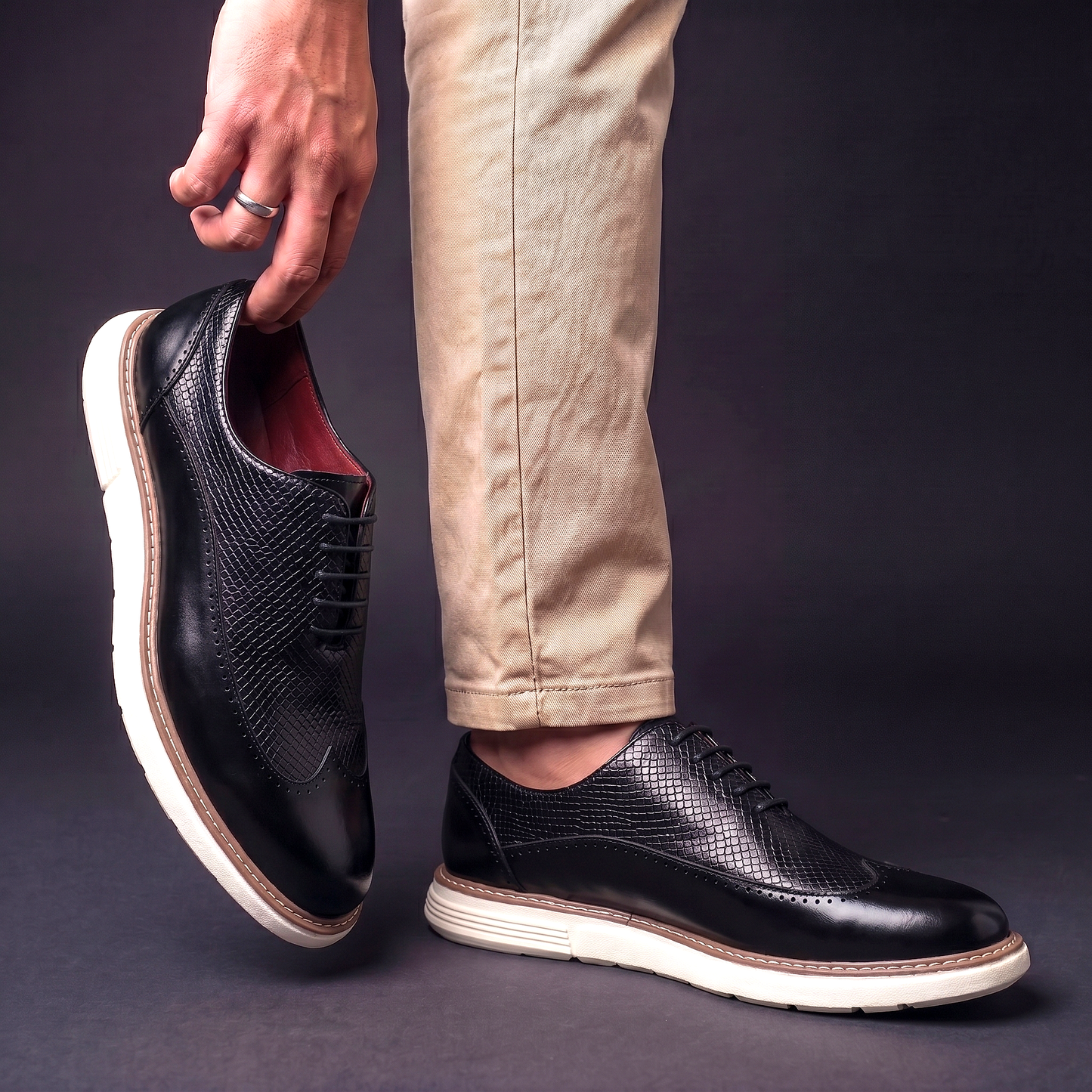 Pennric | Textured Oxford Dress Shoes