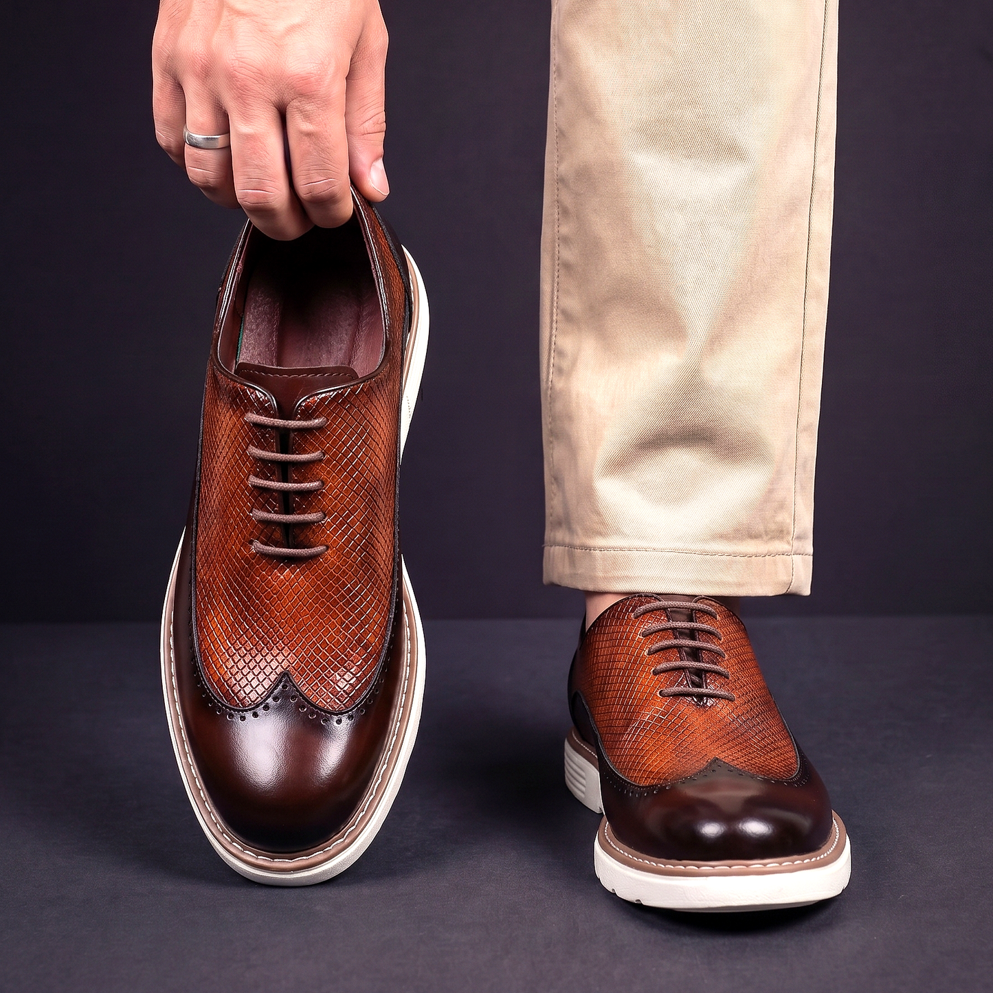 Pennric | Textured Oxford Dress Shoes