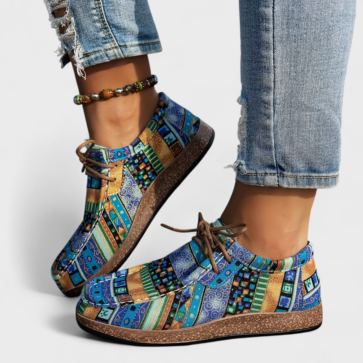 Alverna | Artistic Patchwork Lace Up Shoes