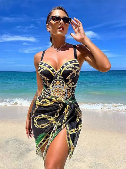 Aurette | Resort Swimsuit And Sarong Set