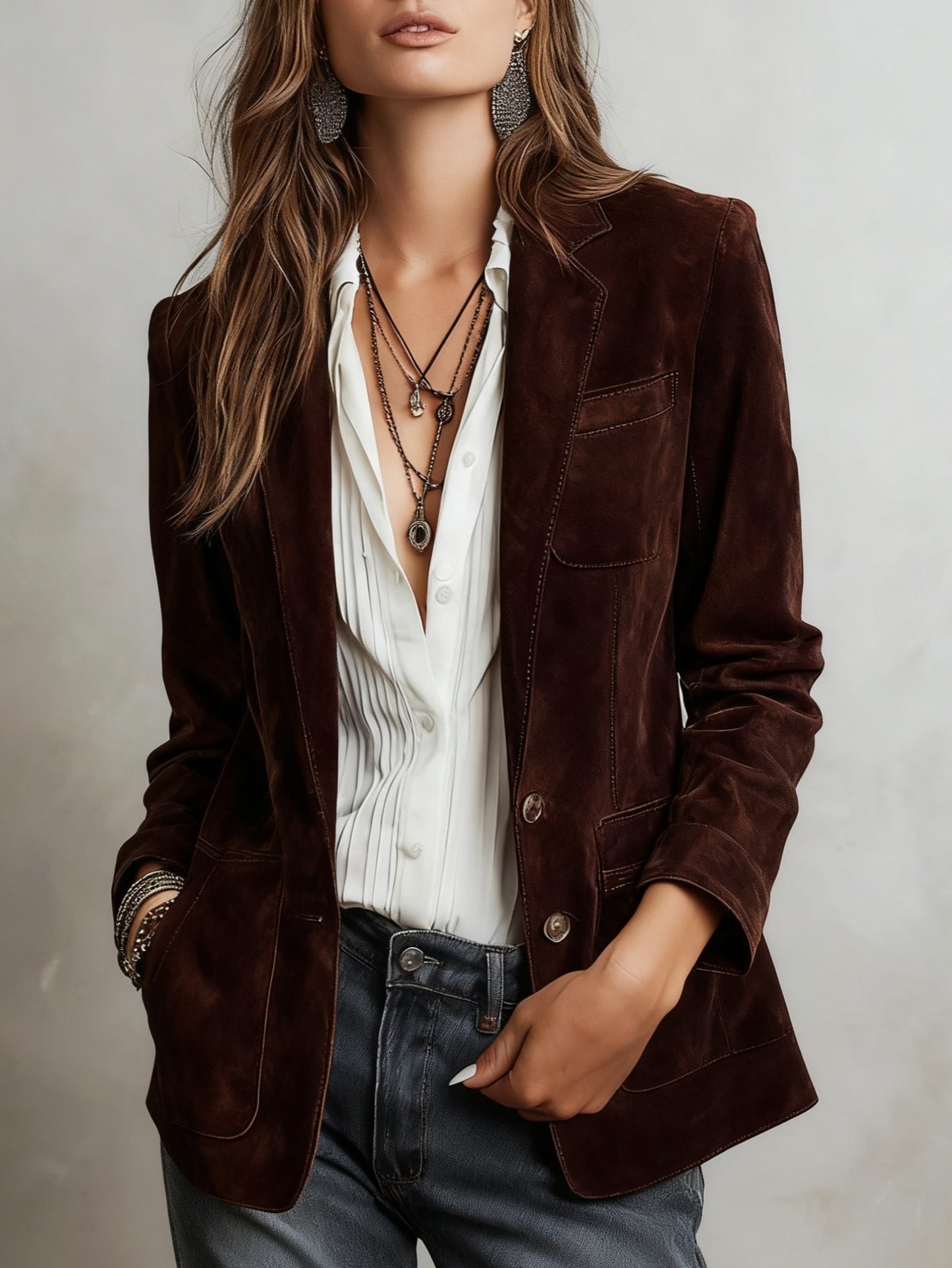 Salome | Notch Lapel Suede Blazer