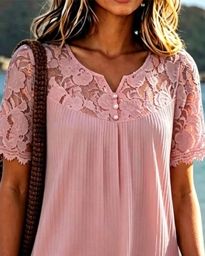 Orlina | Breezy Crochet Panel Summer Dress