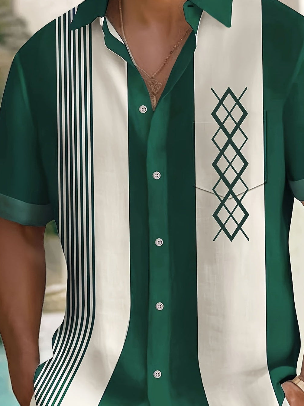 Blaxton | Geometric Panel Camp Collar Shirt