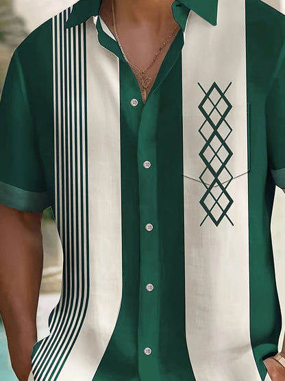 Blaxton | Geometric Panel Camp Collar Shirt