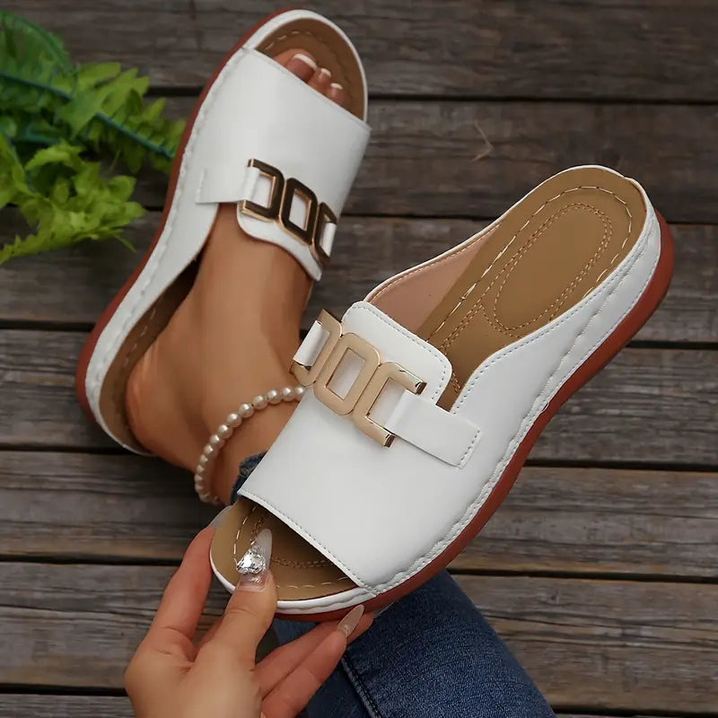 Zarevyn | Metal Accent Everyday Slip On Sandals