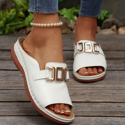 Zarevyn | Metal Accent Everyday Slip On Sandals