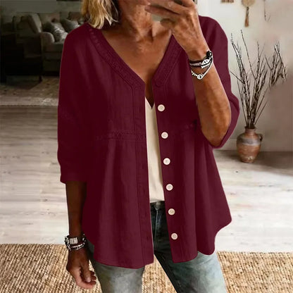 Gwendolyn | Textured V Neck Casual Blouse