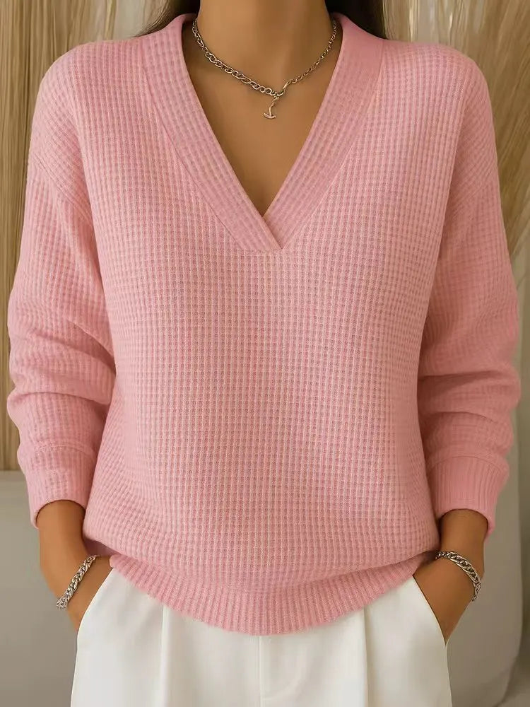 Noralisse | Relaxed Ribbed V-Neck Sweater