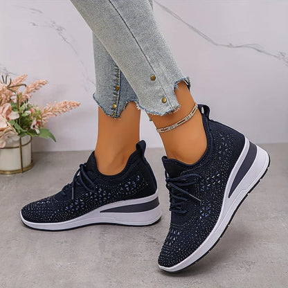 Kinsley | Rhinestone Knit Platform Sneakers