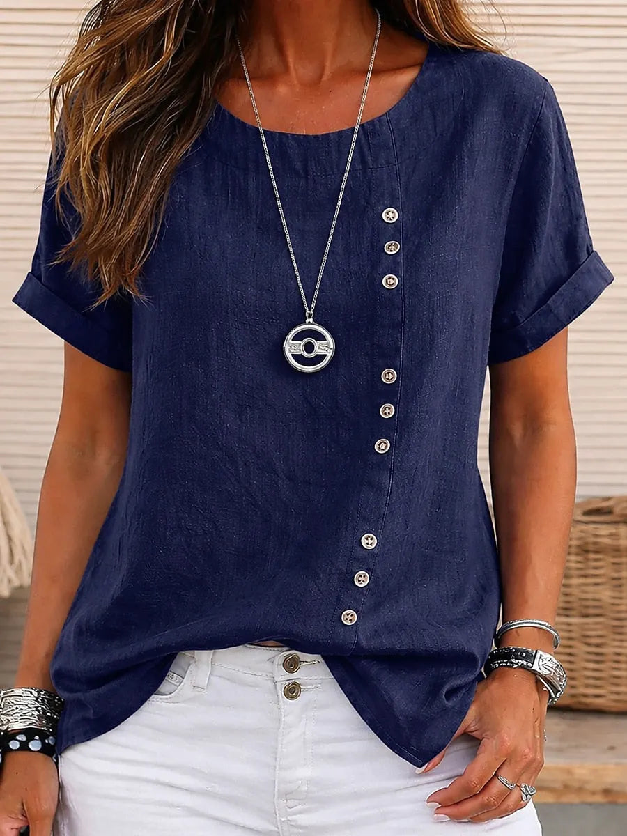 Elowise | Effortless Round Neck Casual Blouse