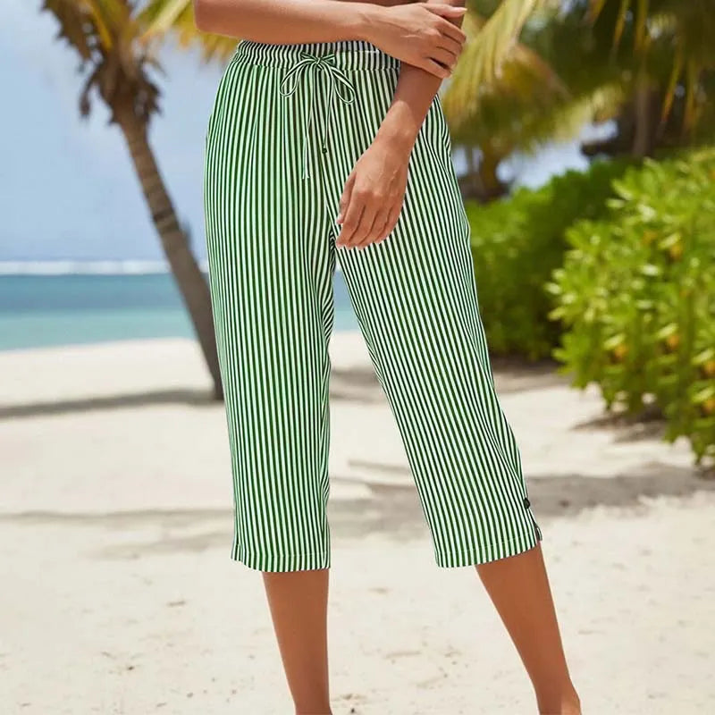 Avenleigh | Striped Drawstring Capri Trousers