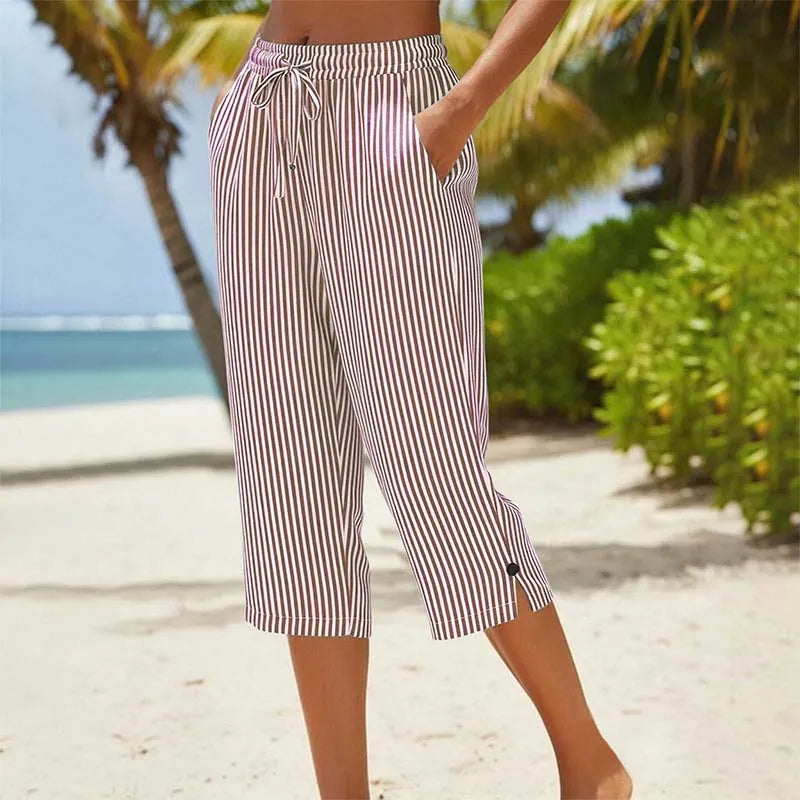 Avenleigh | Striped Drawstring Capri Trousers