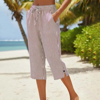 Avenleigh | Striped Drawstring Capri Trousers