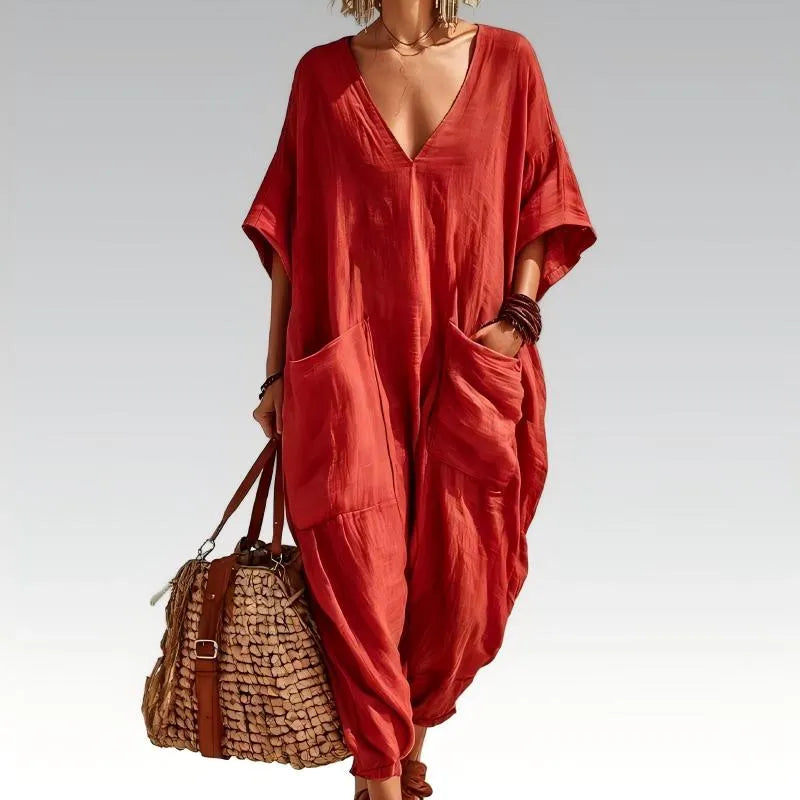 Damaris | Oversized V Neck Lounge Jumpsuit