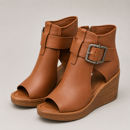 Elspeth | Side Zip Platform Wedge Sandals