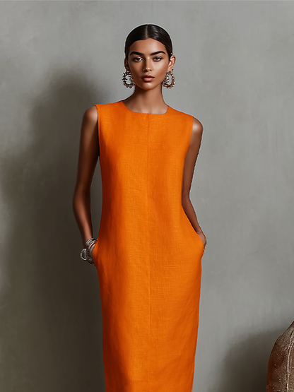 Isoldea | Modern Straight Cut Midi Dress