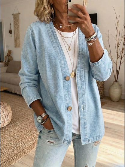 Mallory | Lightweight Washed Denim Cardigan