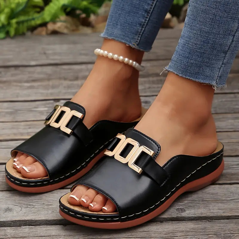 Zarevyn | Metal Accent Everyday Slip On Sandals