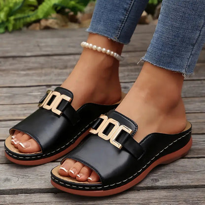 Zarevyn | Metal Accent Everyday Slip On Sandals