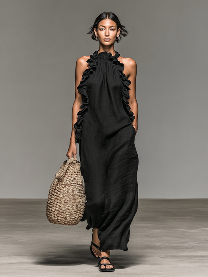 Halcyra | Flowing Sleeveless Evening Dress