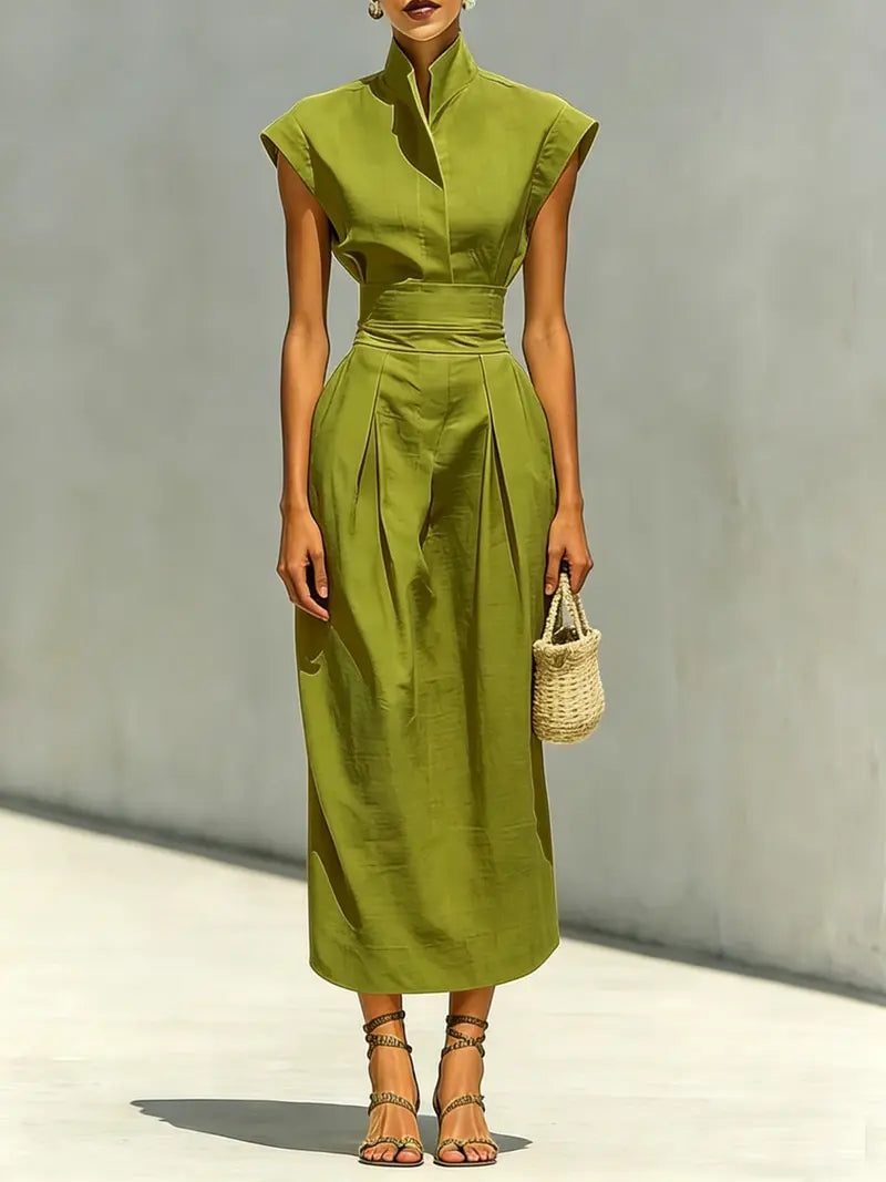 Vallora | Elegant High Neck Occasion Dress