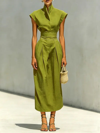 Vallora | Elegant High Neck Occasion Dress
