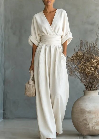 Alessara | Draped Waist Wide Leg Jumpsuit