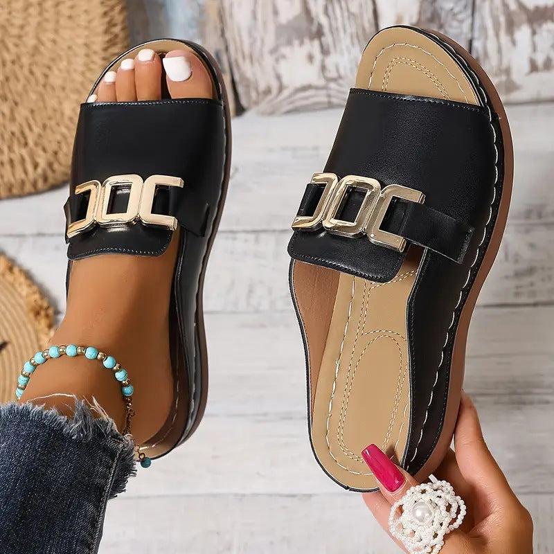 Zarevyn | Metal Accent Everyday Slip On Sandals
