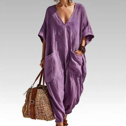 Damaris | Oversized V Neck Lounge Jumpsuit