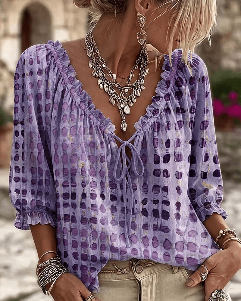 Nolisse | Sheer Ruffle Sleeve Blouse
