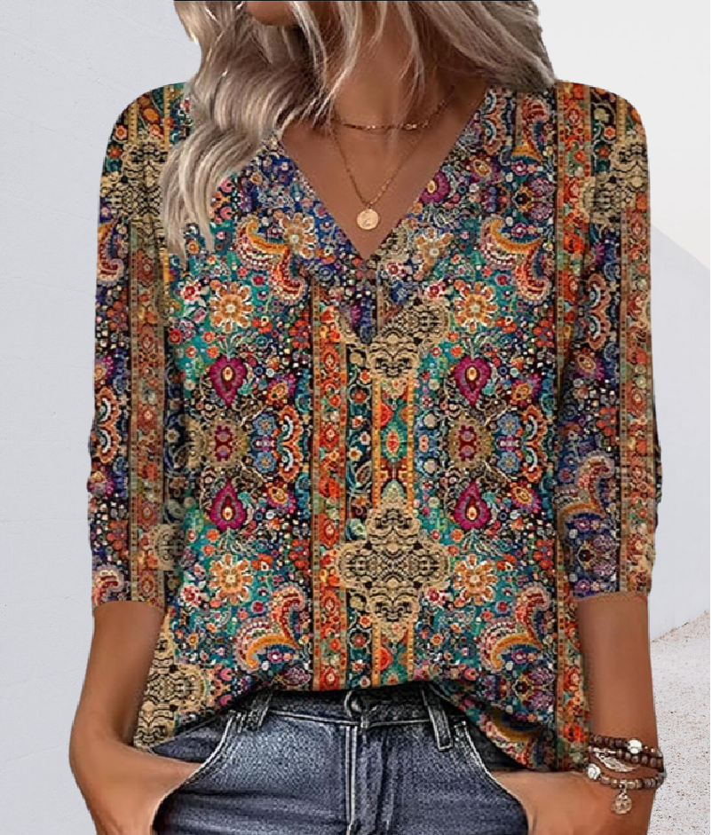 Calandra | Ornate Pattern Long Sleeve Blouse