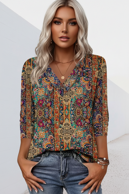 Calandra | Ornate Pattern Long Sleeve Blouse
