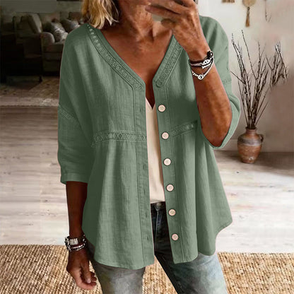 Gwendolyn | Textured V Neck Casual Blouse