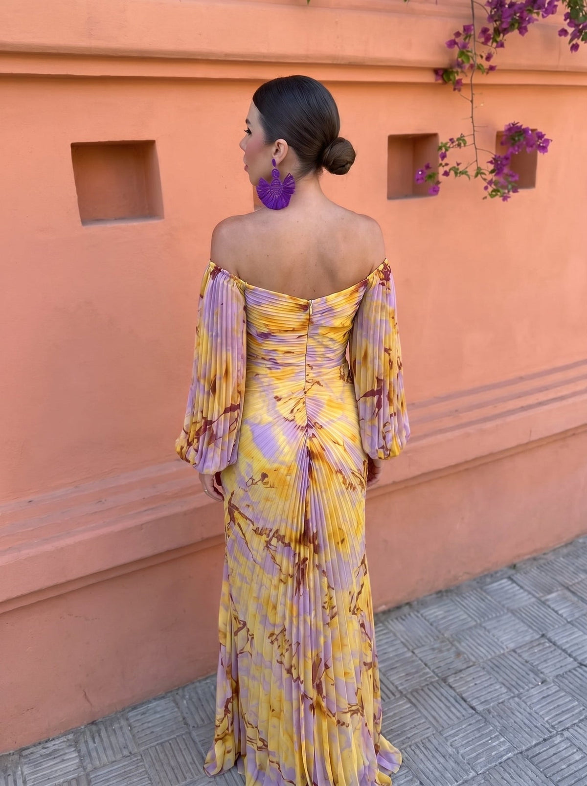 Lioraine | Pleated Watercolor Maxi Dress