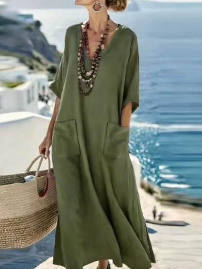 Avenique | Oversized Linen Blend Maxi Dress