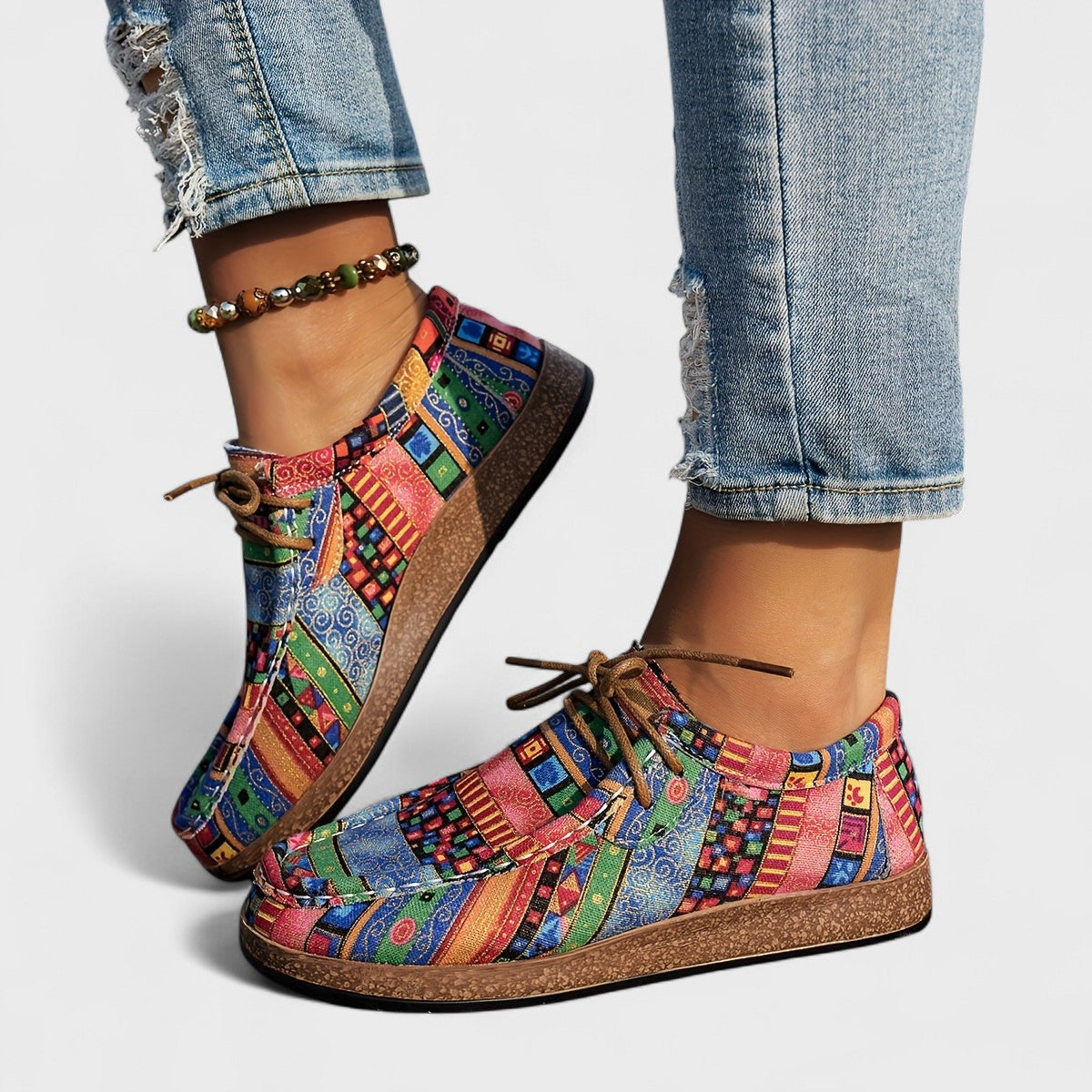 Alverna | Artistic Patchwork Lace Up Shoes