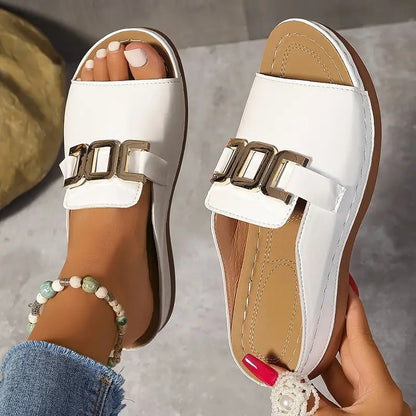 Zarevyn | Metal Accent Everyday Slip On Sandals