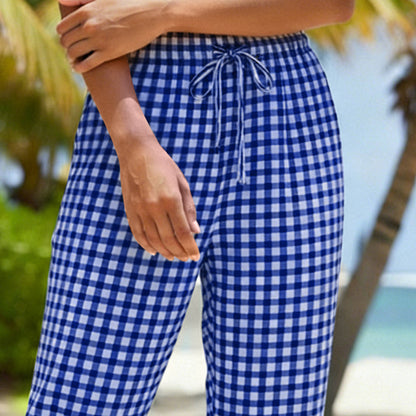 Aubriette | Gingham Drawstring Capri Trousers