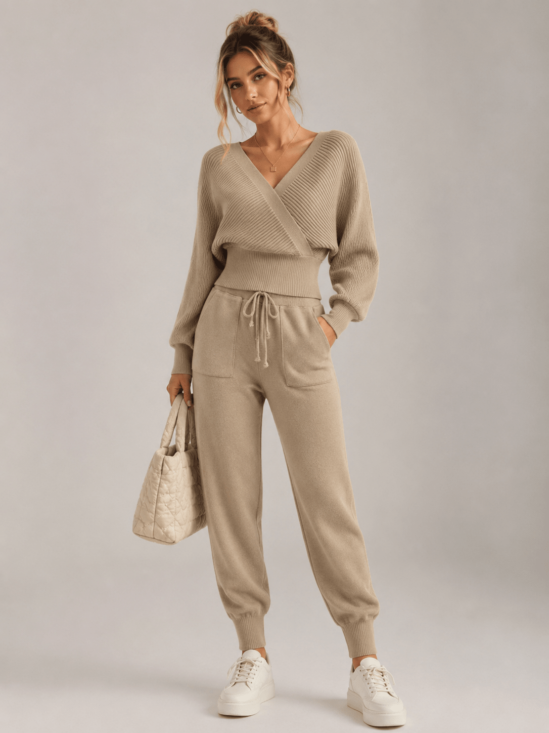 Callista | Relaxed Wrap Knit Two Piece Set