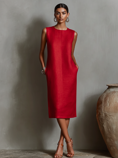 Isoldea | Modern Straight Cut Midi Dress